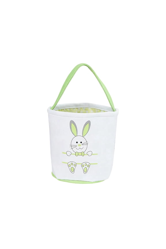 Green Easter Bunny Handheld Storage Baskets Canvas Gift Bags Food Candy Bags Reusable Tote Decorative Spring 2026 Green