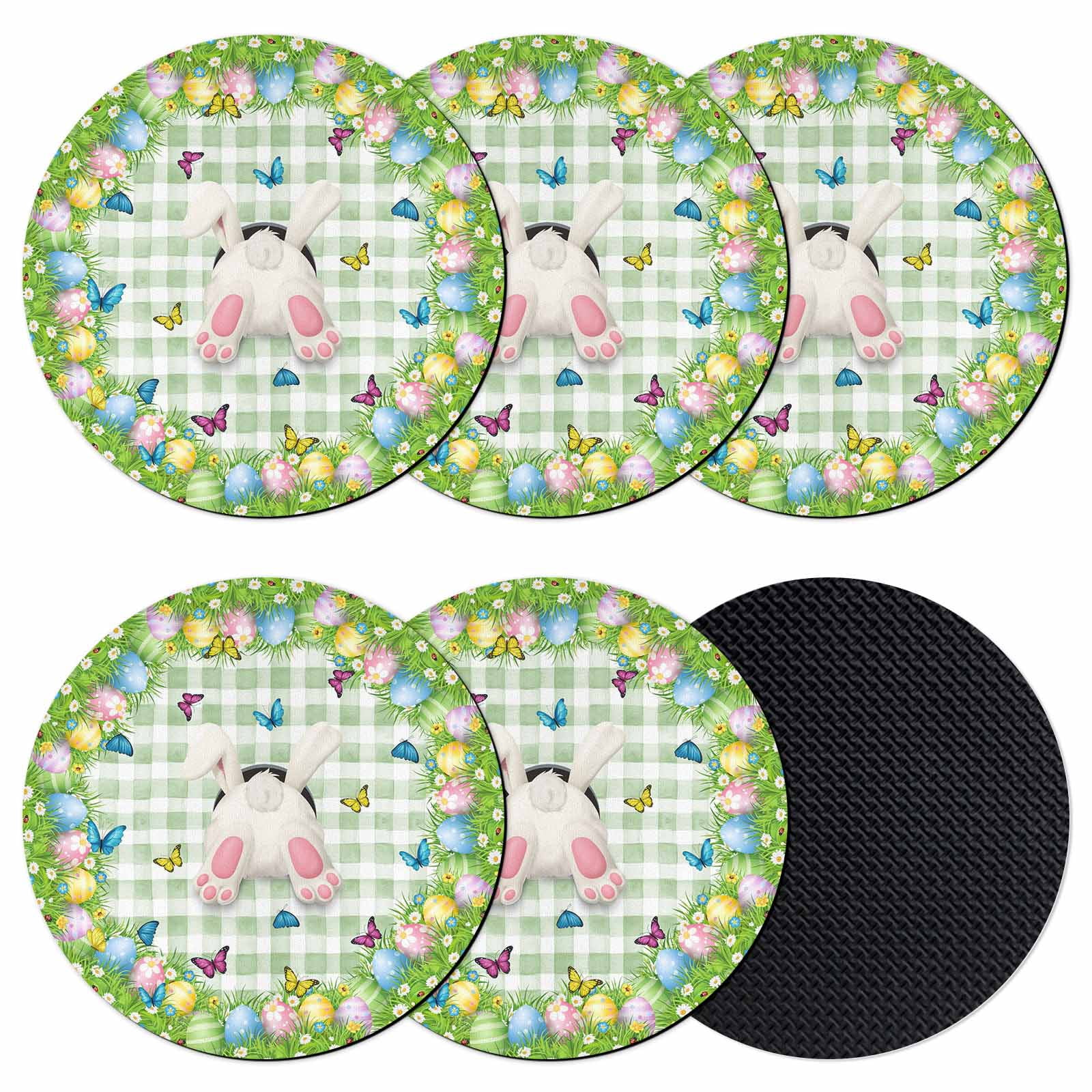Green Easter Coasters Set of 6, Absorbent Coasters for Drinks, Spring ...