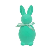 Green Easter Flocked Bunnies, 2025 Flocking Rabbit Figurines with Bow Ties, Adorable Spring Tabletop Ornaments for Home, Garden Decor, Bunnies Decoration for Easter Celebration, Gift
