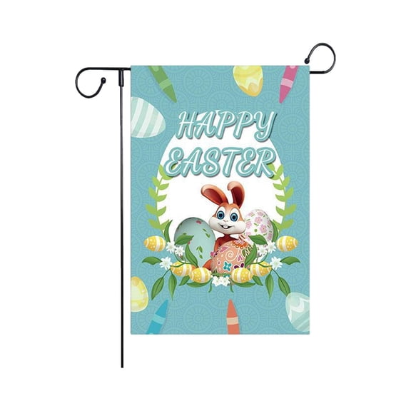 Green Easter Garden And Patio Birthday Decorations Double-Sided Polyester Flag Green Color Scheme Weather Resistant For Outdoor Spring Festival Decor