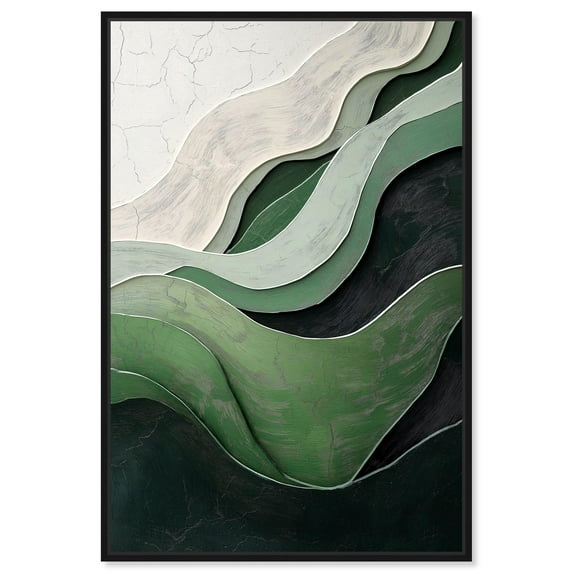 Green Echoes I Canvas Green Abstract Art by Art Remedy, Black Frame, 30" x 45"