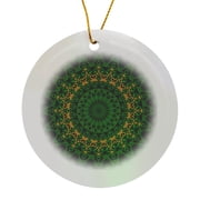 3drose, Green Eden Mandala, Circle Porcelain Ornament