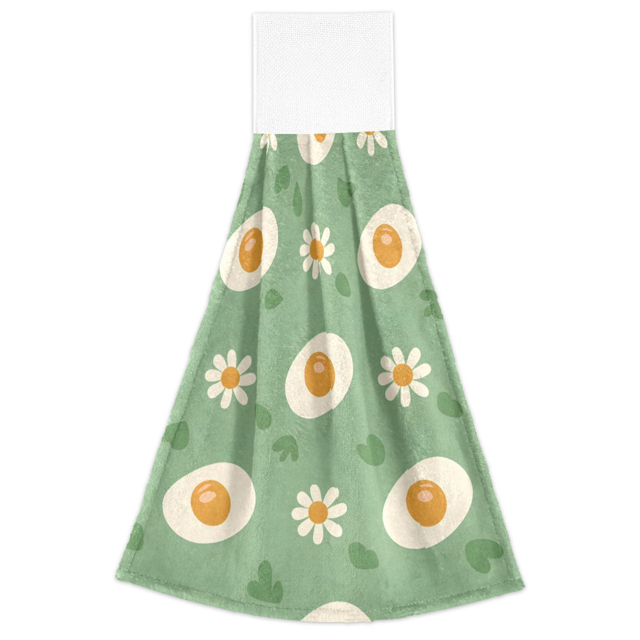 Green Eggs Daisies Pattern Hand Towels 2 Pack Quick Dry Velvet Soft ...