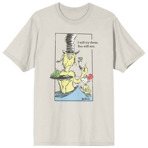 Green Eggs & Ham Dig In Adult Sand Crew Neck Short Sleeve T-shirt - 3XL