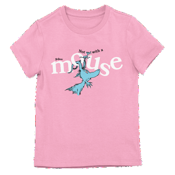 Green Eggs & Ham Goat & Mouse Youth Girl's Pink Crew Neck Short Sleeve T-shirt-XL