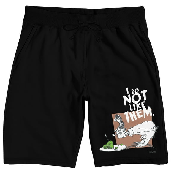 Green Eggs & Ham I Do Not Like Them Adult Black Sleep Pajama Shorts-XL