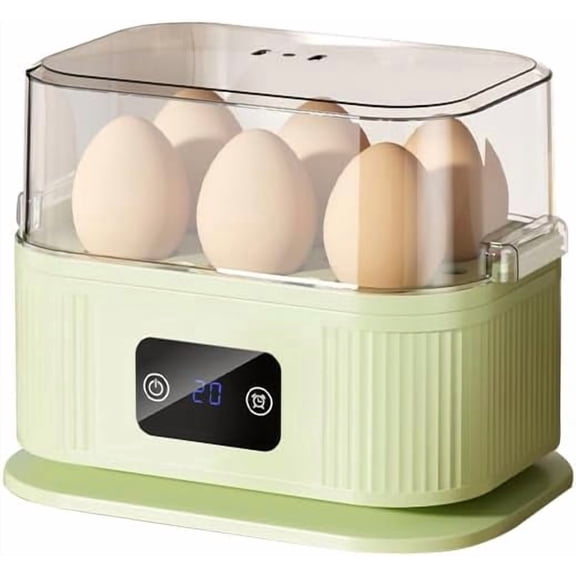 Green Electric Egg Steamer, Household Kitchen Quick Egg Cooking Tool with 6 Eggs Capacity, Auto Power Off Design Multi Use Cooker for Daily Breakfast Food Making