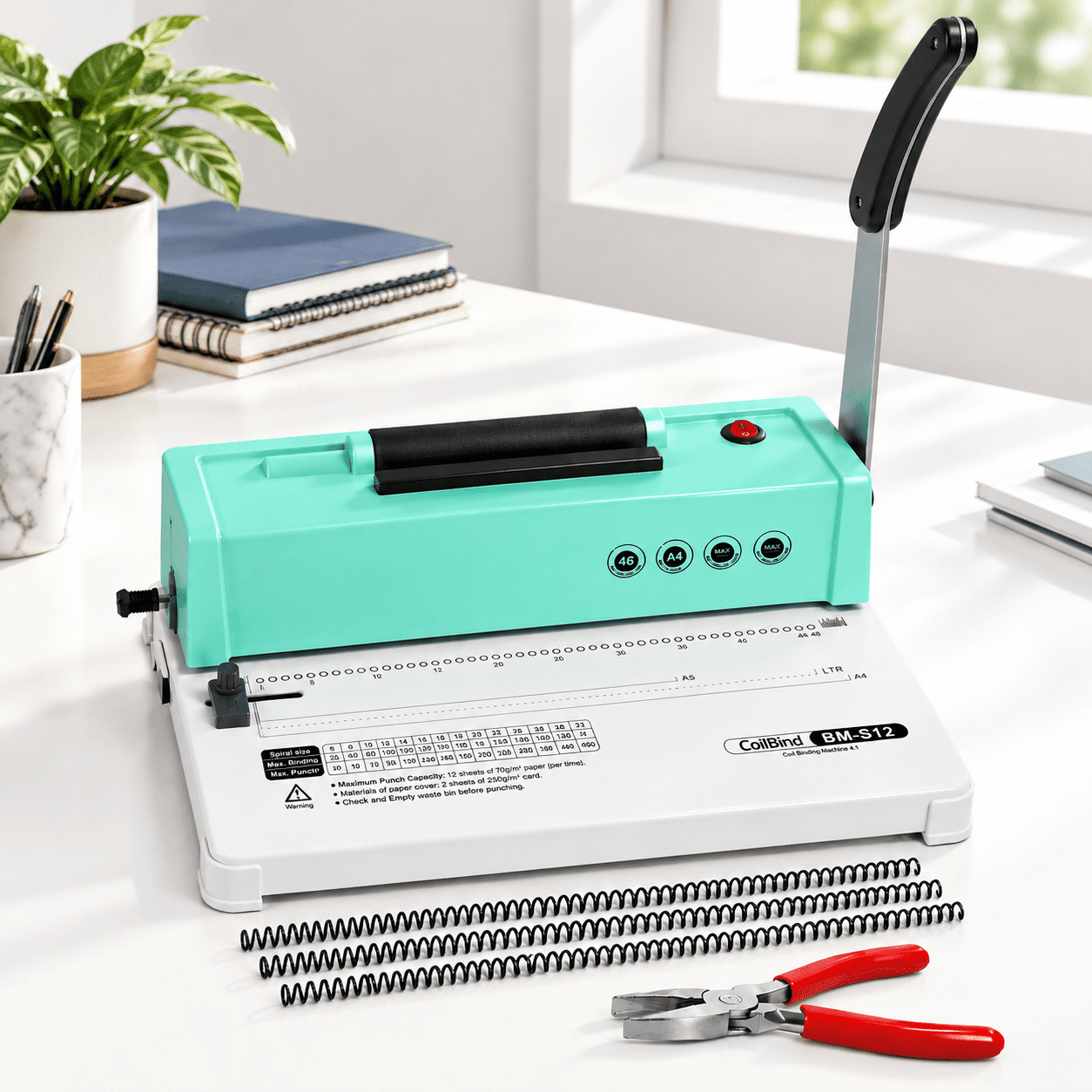 Green Electric Spiral Coil Binding Machine For Letter A4 A5 Paper With ...