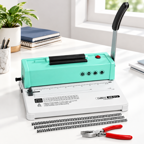Green Electric Spiral Coil Binding Machine For Letter A4 A5 Paper With Coils