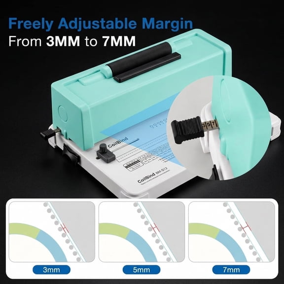 Green Electric Spiral Coil Binding Machine for Letter/A4/A5 Paper with 12 Sheet Punch Capacity
