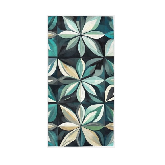 Green Elegant Geometry Face Towel Absorbent Hand Towels Bath Sport Gym