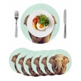 thumbnail image 1 of Green Elephants Round 15 Inch Placemats Set of 6, Funny Animals Modern Art HeatResistant Non Slip Place Mats for Dining Table, Wipeable Braided Kitchen Table Mats for Housewarming, 1 of 9