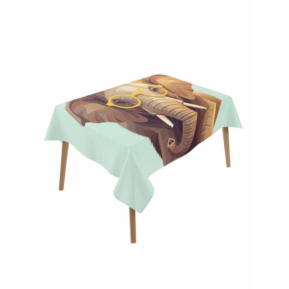 Green Elephants Table Cloth, Waterproof Tablecloth for Rectangle Tables, Funny Animals Modern Art Reusable Washable Fabric Table Cover for Restaurant Kitchen Dining Tables 60"x102"