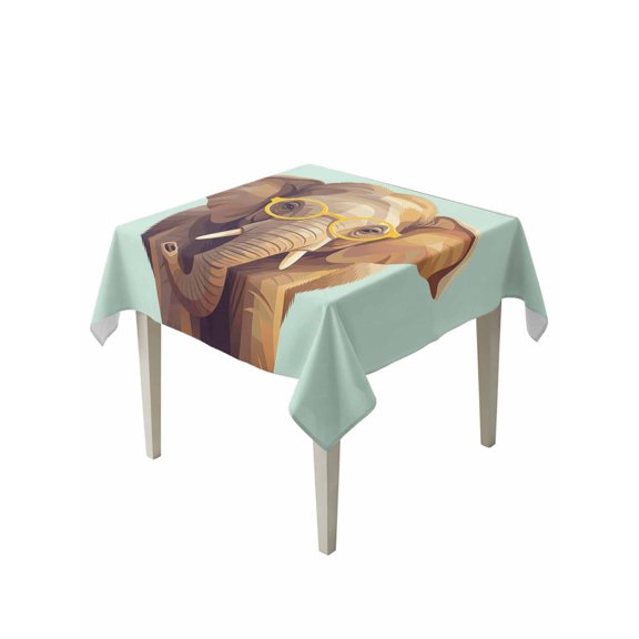 Green Elephants Table Cloth, Waterproof Tablecloth for Square Tables, Funny Animals Modern Art Reusable Washable Fabric Table Cover for Restaurant Kitchen Dining Tables 54"x54"