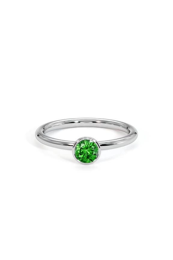 Green Emerald Diamond Ring, Solid Sterling Silver Ring, Bezel Set Ring, Birthday gift, Promise Ring, May birthstone , Gift For Her, Gifts