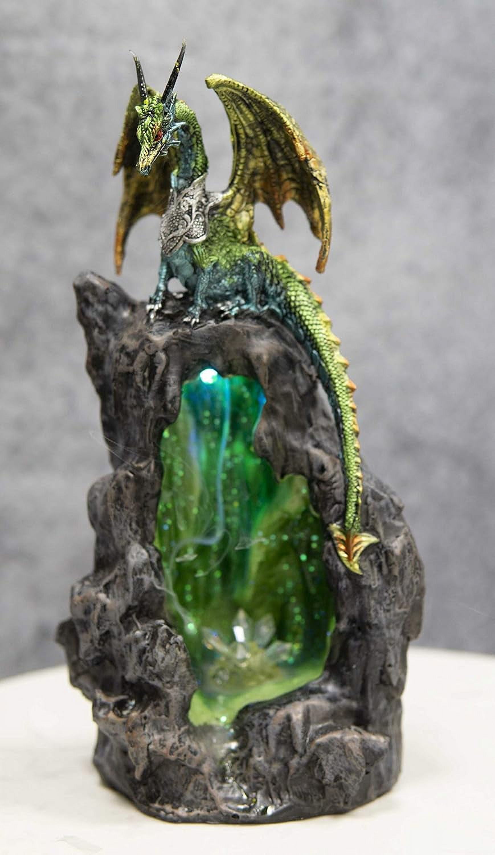 Green Emerald Quartz Armored Dragon Climbing On Crystal Gemstone Quarry