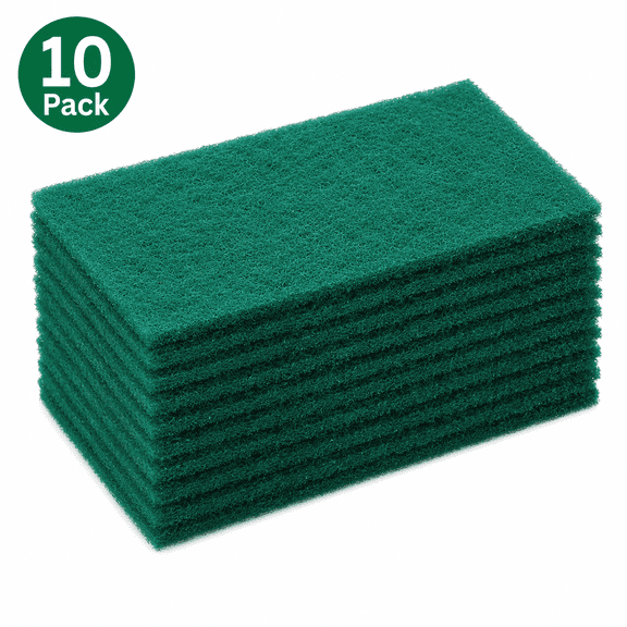 Green Emery Scouring Pad, 10 x 15 cm Polyester Heavy-Duty Cleaning Sponge Pad for Rust, Stubborn Stains, Kitchen Sink, Cookware and Household Scrubbing