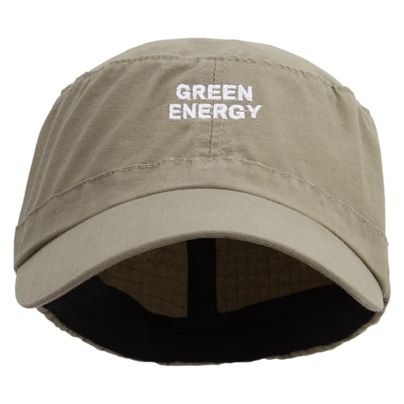Green Energy Embroidered Big Size Fitted Ripstop Cotton Military Army Cap - Khaki 2XL-3XL