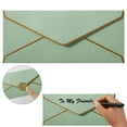 thumbnail image 1 of Green Envelopes, Wedding Envelopes, Business Envelopes with V Gold Border, 1Pcs Fancy Envelopes with Gold Border, Standard Envelopes for Checks Letter Mailing 9.49x4.13 In, 1 of 4
