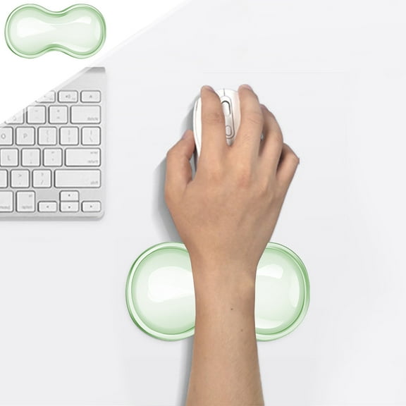 Green Ergonomic Mouse Wrist Rest, Soft Rubber Support with Non-Slip Base, 14.5x8cm