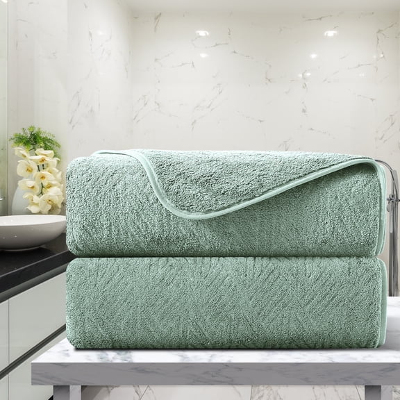Green Essen 2 Pack Hand Towels Portable Ultra Soft Bath Hand Towel Sets 15"x31"Highly Absorbent Bath Sheets Quick Dry Shower Towels for Bathroom Kitchen Spa Hotel Gym(Green)