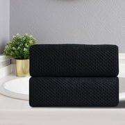 Green Essen 2 Pack Portable Hand Towels Soft Bath Towel Sets 15"x31"Highly Absorbent Bath Sheets Quick Dry Towels for Bathroom Kitchen Spa Hotel Gym(Black)