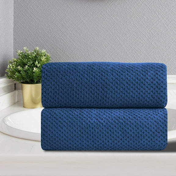 Green Essen 2 Pack Portable Hand Towels Soft Bath Towel Sets 15"x31"Highly Absorbent Bath Sheets Quick Dry Towels for Bathroom Kitchen Spa Hotel Gym(Navy)