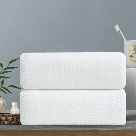 Green Essen 2 Piece Portable Hand Towels Soft Bath Towel Sets 15"x31"Highly Absorbent Bath Sheets Quick Dry Towels for Bathroom Kitchen Spa Hotel Gym(White)