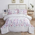 thumbnail image 1 of Green Essen 3 Pcs Floral Quilt Sets, Soft Lightweight Microfiber Bedspreads Reversible Purple Blue Lilac Coverlet, 1 Quilt & 2 Pillow Shams(Queen Size）, 1 of 7