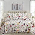 thumbnail image 1 of Green Essen 3 Pcs Purple Floral Yellow Flower Miccofiber Bedspread Twin Quilts, 1 of 7