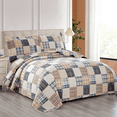 thumbnail image 1 of Green Essen 3-Piece Beige Plaid Coverlet Set, Queen, 1 of 7
