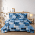 thumbnail image 1 of Green Essen 3-Pieces Blue Solid Quilt Bedding Sets, Queen, 1 of 7
