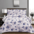 thumbnail image 1 of Green Essen 3 Pieces Quilt Set King Size,Soft Microfiber Bedding Sets Lightweight Bedspread Reversible Coverlet Bed Cover(ocean shell), 1 of 6