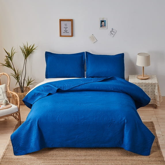 Green Essen 3 Pieces Solid Color Quilt Set King Size,Soft Microfiber Bedding Sets Lightweight Bedspread Reversible Coverlet Bed Cover(Cyan)