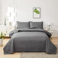 thumbnail image 1 of Green Essen 3 Pieces Solid Color Quilt Set King Size,Soft Microfiber Bedding Sets Lightweight Bedspread Reversible Coverlet Bed Cover(Dark Grey), 1 of 8