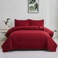 thumbnail image 1 of Green Essen 3 Pieces Solid Color Quilt Set Twin Size,Soft Microfiber Bedding Sets Lightweight Bedspread Reversible Coverlet Bed Cover(Burgundy), 1 of 8