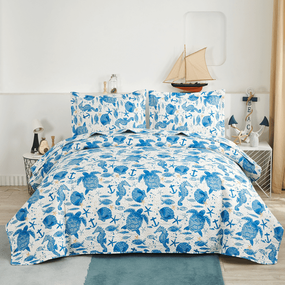 Green Essen 3 Pieces Solid Color Quilt Set Twin Size,Soft Microfiber Bedding Sets Lightweight Bedspread Reversible Coverlet Bed Cover(ocean shell)