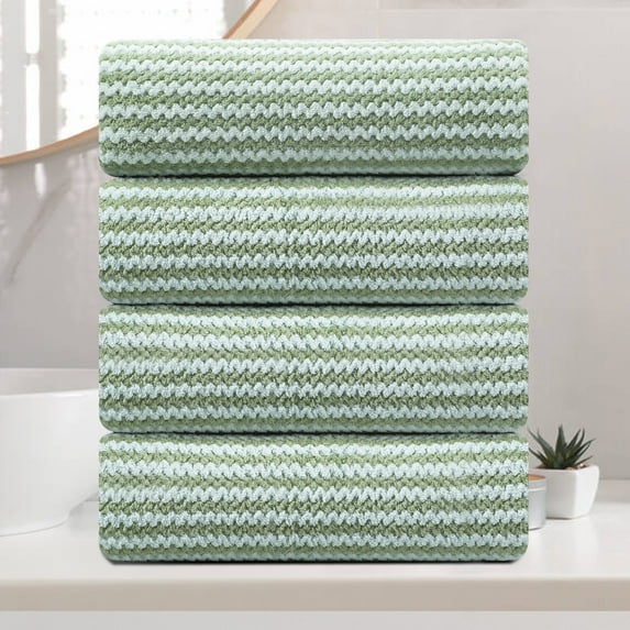 Green Essen 4 Pack Bath Towel Set Soft Bath Sheet 650 GSM Thick Oversized Bath Shower Towels 35"x70" Absorbent Large Bathroom Towels Quick Dry Microfiber Towels Set for Hotel SPA,Light Green