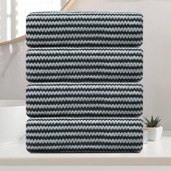 Green Essen 4 Pack Bath Towel Set Soft Bath Sheet 650 GSM Thick Oversized Bath Shower Towels 35"x70" Absorbent Large Bathroom Towels Quick Dry Microfiber Towels Set for Hotel SPA,Black