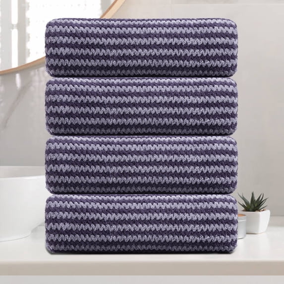 Green Essen 4 Pack Bath Towel Set Soft Bath Sheet 650 GSM Thick Oversized Bath Shower Towels 35"x70" Absorbent Large Bathroom Towels Quick Dry Microfiber Towels Set for Hotel SPA,Dark Purple