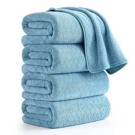 Green Essen 4 Pack Bath Towel Set style Bath Sheet 700 GSM Oversized Thick Bath Shower Towels 35x70-Extra Soft Cozy-Absorbent-Quick Dry-Multi-Purpose Hotel Large Bathroom Towels Turquoise