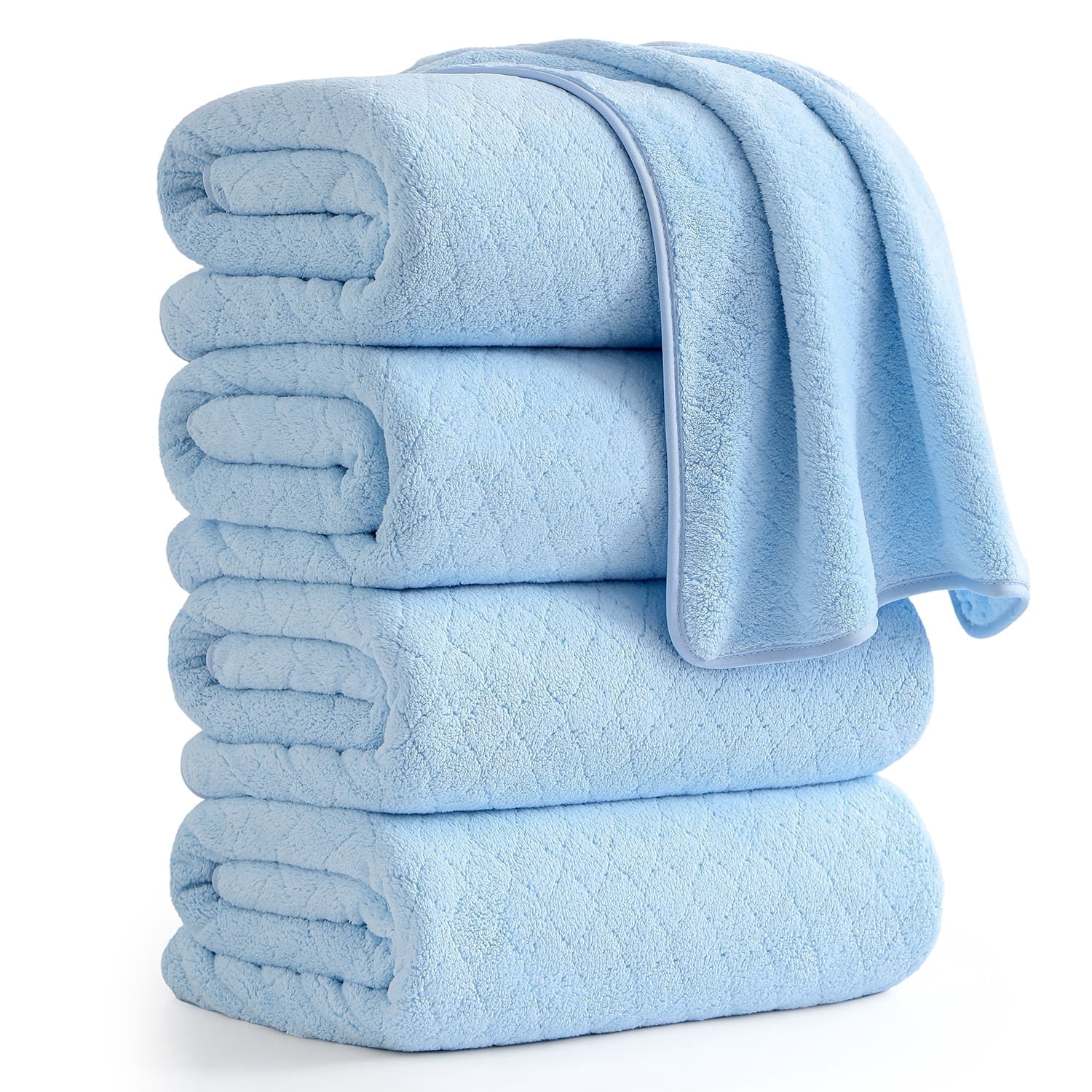 Green Essen 4 Pack Bath Towels Extra Large 35"x 70"Highly Absorbent Quick Dry Large Bath Towels Oversized Microfiber Bath Sheets Soft Bulk Towels for Bathroom Kitchen Spa Hotel Gym Pet(Blue)