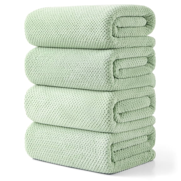 Green Essen 4 Pack Bath Towels Extra Large 35"x 70"Highly Absorbent Quick Dry Large Bath Towels Oversized Microfiber Bath Sheets Soft Bulk Towels for Bathroom Kitchen Spa Hotel Gym Pet(Green)