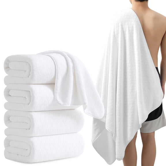 Green Essen 4 Pack Bath Towels Extra Large 35"x 70"Highly Absorbent Quick Dry Large Bath Towels Oversized Microfiber Bath Sheets Soft Bulk Towels for Bathroom Kitchen Spa Hotel Gym Pet(White)