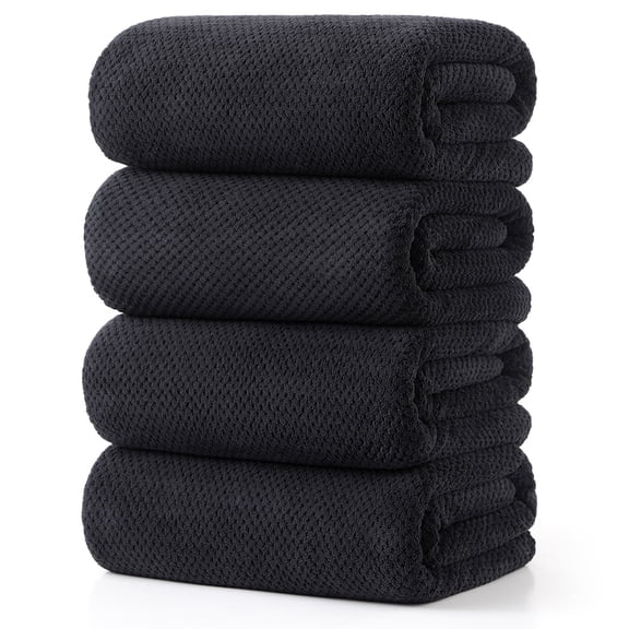 Green Essen 4 Pack Bath Towels Extra Large 35"x 70"Highly Absorbent Quick Dry Large Bath Towels Oversized Microfiber Bath Sheets Soft Bulk Towels for Bathroom Kitchen Spa Hotel Gym Pet(Black)