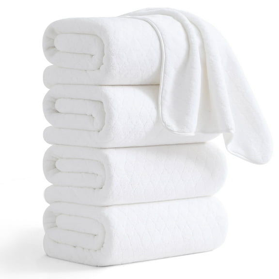 Green Essen 4 Pack Bath Towels Extra Large 35"x 70"Highly Absorbent Quick Dry Large Bath Towels Oversized Microfiber Bath Sheets Soft Bulk Towels for Bathroom Kitchen Spa Hotel Gym Pet(White)