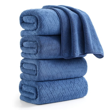 Green Essen 4 Pack Bath Towels Extra Large 35"x 70"Highly Absorbent Quick Dry Large Bath Towels Oversized Microfiber Bath Sheets Soft Bulk Towels for Bathroom Kitchen Spa Hotel Gym Pet(Navy)