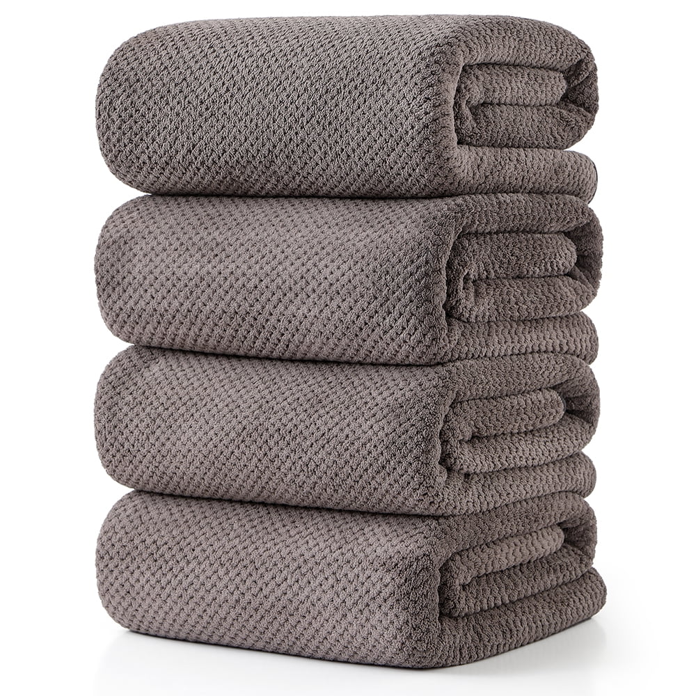 Green Essen 4 Pack Bath Towels Extra Large 35"x 70"Highly Absorbent Quick Dry Large Bath Towels Oversized Microfiber Bath Sheets Soft Bulk Towels for Bathroom Kitchen Spa Hotel Gym Pet(Brown)