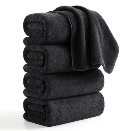 Green Essen 4 Pack Bath Towels Extra Large 35"x 70"Highly Absorbent Quick Dry Large Bath Towels Oversized Microfiber Bath Sheets Soft Bulk Towels for Bathroom Kitchen Spa Hotel Gym Pet(Black)