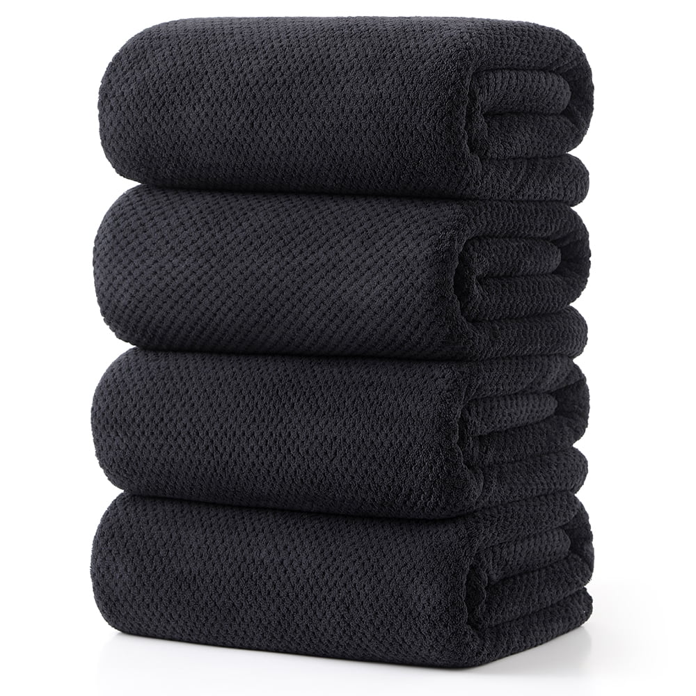 Green Essen 4 Pack Bath Towels Extra Large 35"x 70"Highly Absorbent Quick Dry Large Bath Towels Oversized Microfiber Bath Sheets Soft Bulk Towels for Bathroom Kitchen Spa Hotel Gym Pet(Black)